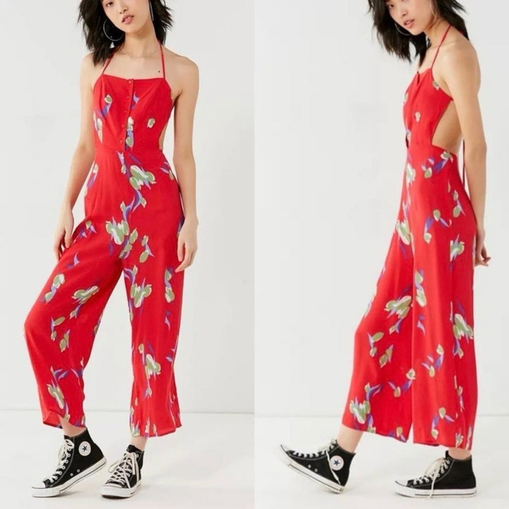 Floral Backless Apron Jumpsuit Urban Outfitters